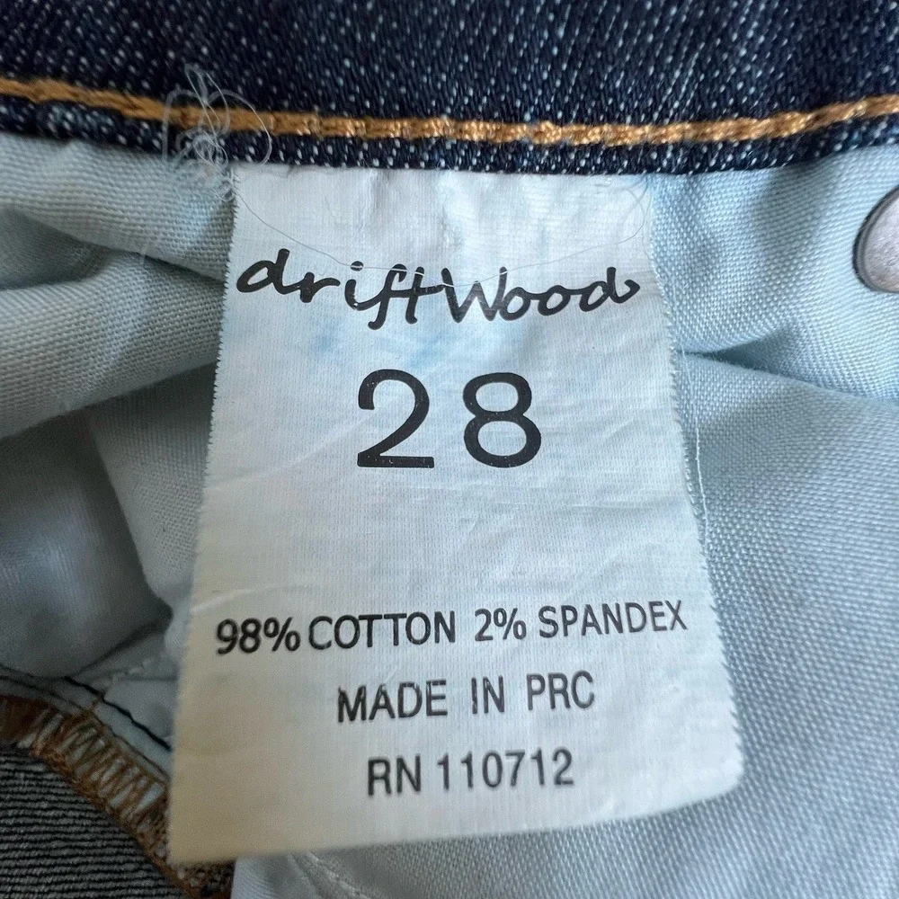 Driftwood Womens 28 Dark Wash Low Rise Slim‎ Straight Distressed Jeans